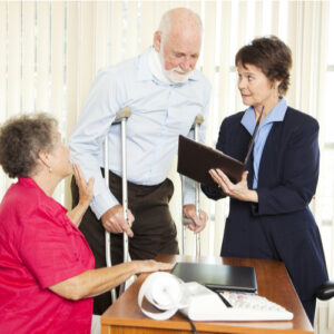 Melbourne personal injury lawyer consulting with man who is hurt