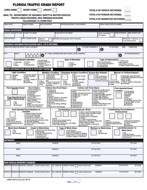 Florida Crash Report page 1