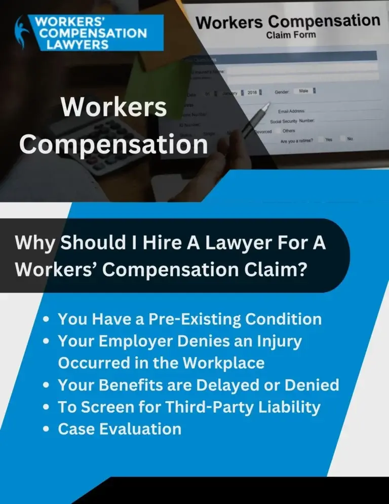 Florida Lawyers 360 infographic describing the reasons to hire a workers' compensation lawyer.